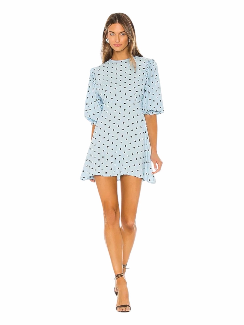 NWT! ANTHROPOLOGIE | Faithfull The Brand Edwina Sylve Dot Blue Mini Dress Size 4